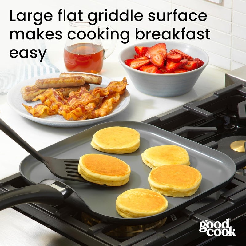 GoodCook Everyday Griddle Pan Ceramic Nonstick Aluminum Construction for Even Heating Non-Toxic PTFE & PFOA Free, 11-Inch, Black - Image 5